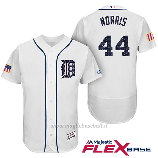 Maglia Baseball Uomo Detroit Tigers 2017 Estrellas y Rayas Daniel Norris Bianco Flex Base